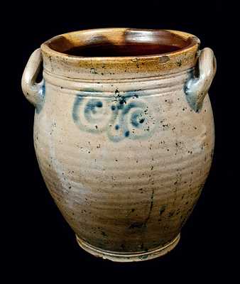 Early Stoneware Jar w/ Watchspring Decoration, Cheesequake, NJ or Manhattan, NY, 18th century
