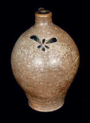 Scarce attrib. John Crolius, New York City, c1775 Stoneware Jug w/ Incised Decoration