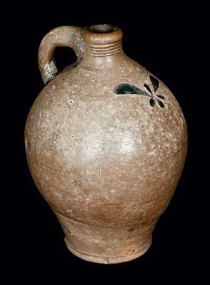 Scarce attrib. John Crolius, New York City, c1775 Stoneware Jug w/ Incised Decoration