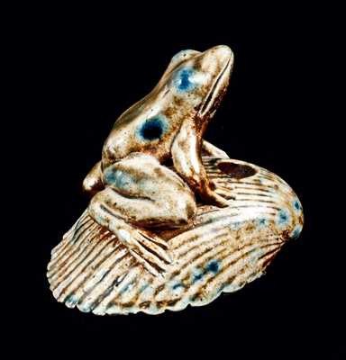 Rare Stoneware Frog Inkwell, Anna Pottery, Anna, IL, 1881
