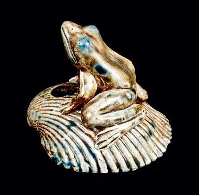 Rare Stoneware Frog Inkwell, Anna Pottery, Anna, IL, 1881