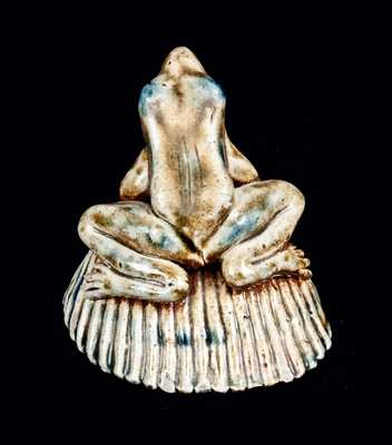 Rare Stoneware Frog Inkwell, Anna Pottery, Anna, IL, 1881