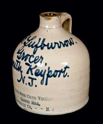 Rare South Keyport, NJ, Stoneware Script Advertising Jug