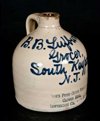 Rare South Keyport, NJ, Stoneware Script Advertising Jug