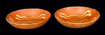 Pair of Slip-Decorated Pennsylvania Redware Dishes