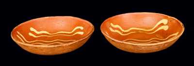 Pair of Slip-Decorated Pennsylvania Redware Dishes