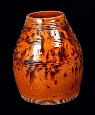 Bulbous Redware Jar with Manganese Decoration, Philadelphia, circa 1800