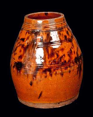 Bulbous Redware Jar with Manganese Decoration, Philadelphia, circa 1800