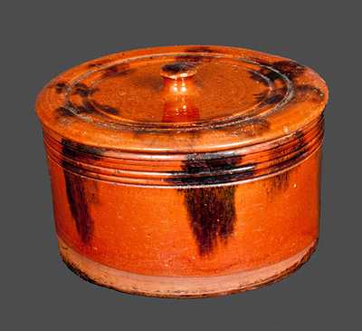 Connecticut Redware Butter Crock with Lid