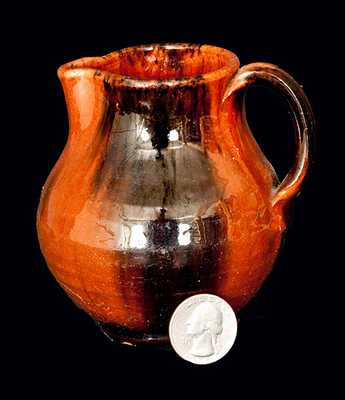 New England Redware Cream Pitcher with Manganese Decoration