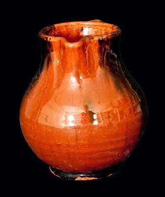New England Redware Cream Pitcher with Manganese Decoration