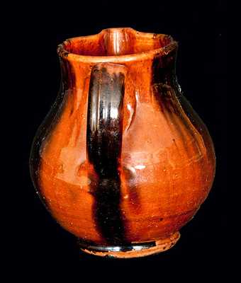 New England Redware Cream Pitcher with Manganese Decoration