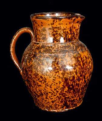 Pennsylvania Redware Pitcher with Speckled Manganese Decoration