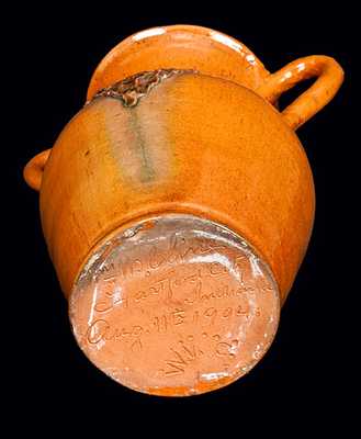 Very Rare W. W. CLINE / Hartford City, Indiana Redware Vase