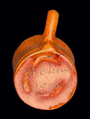 Rare W. W. Cline / Hartford City, Indiana Miniature Redware Mug