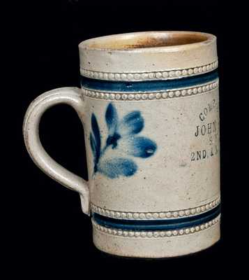 Rare Remmey, Philadelphia, Decorated Stoneware Advertising Mug