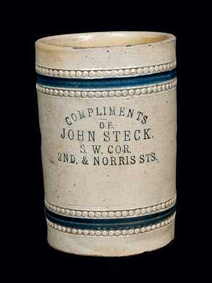 Rare Remmey, Philadelphia, Decorated Stoneware Advertising Mug