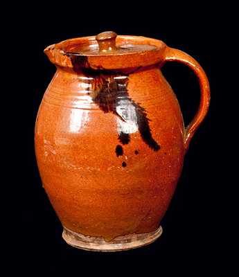 New England Redware Pitcher with Lid