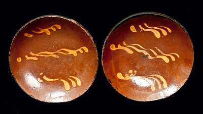 Pair of Slip-Decorated Redware Plates
