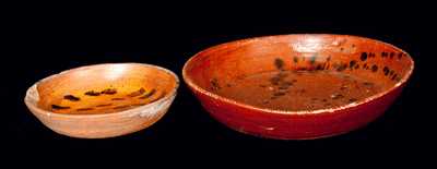 Lot of Two: Redware Dishes with Manganese Splotches