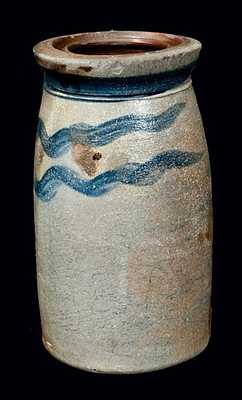 Stripe Decorated Western PA Stoneware Canning Jar