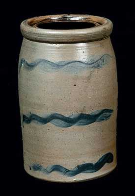 Western PA Stoneware Canning Jar with Stripe Decoration