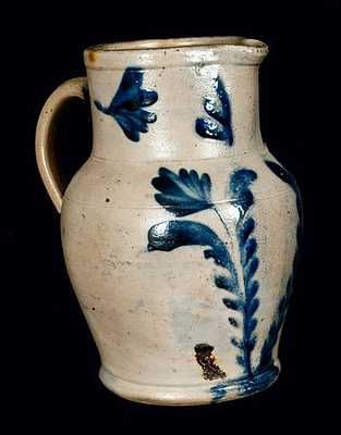 Remmey, Philadelphia Stoneware Pitcher with Tulip Decoration