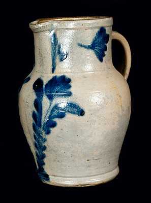 Remmey, Philadelphia Stoneware Pitcher with Tulip Decoration