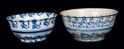 Lot of Two: Blue and White Spongeware Bowls