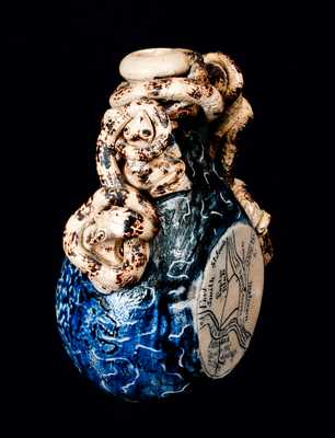 Exceptional Stoneware Temperance Jug with Snakes, Frog and Map, Texarkana Pottery or Anna Pottery