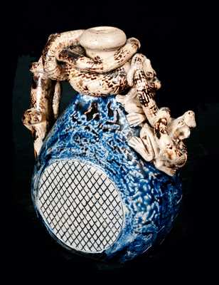 Exceptional Stoneware Temperance Jug with Snakes, Frog and Map, Texarkana Pottery or Anna Pottery