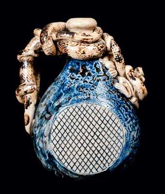Exceptional Stoneware Temperance Jug with Snakes, Frog and Map, Texarkana Pottery or Anna Pottery
