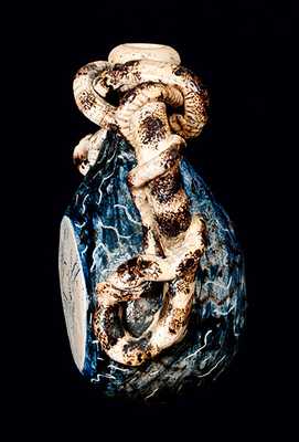 Exceptional Stoneware Temperance Jug with Snakes, Frog and Map, Texarkana Pottery or Anna Pottery