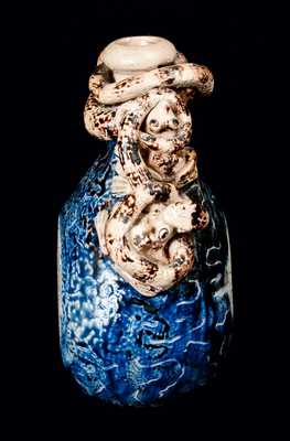 Exceptional Stoneware Temperance Jug with Snakes, Frog and Map, Texarkana Pottery or Anna Pottery
