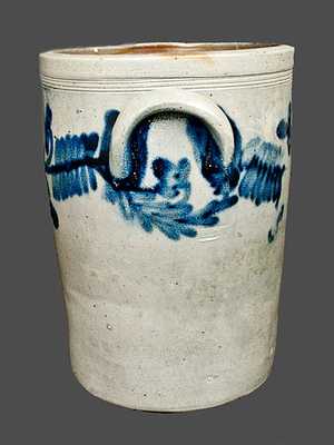 Pail-Shaped Philadelphia Stoneware Crock with Floral Decoration, circa 1840