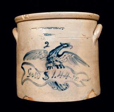 Important MACQUOID / NEW YORK Stoneware Crock with Federal Eagle and Historic Inscription
