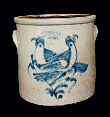 OTTMAN BROS. / FORT EDWARD, NY Stoneware Crock with Double Birds