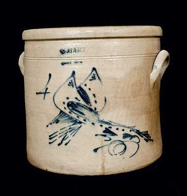 S. HART / FULTON, NY Stoneware Crock with Double Birds