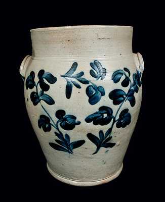 3 Gal. Philadelphia, PA Stoneware Crock with Floral Decoration
