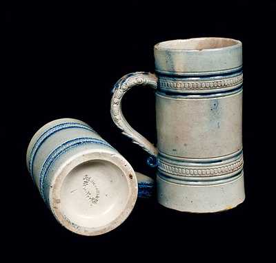 Lot of Two: Whites Utica Stoneware Mugs, One with New York Advertising on Underside