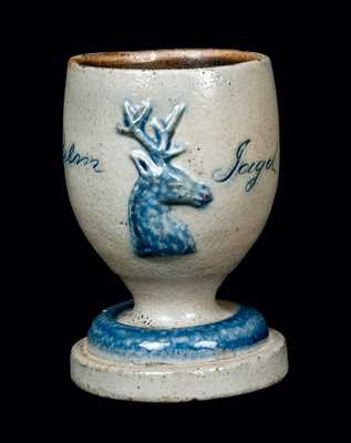 Rare Stoneware Mug with Applied Stag, probably New Ulm, Minnesota