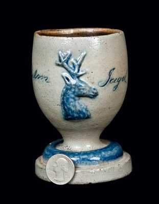 Rare Stoneware Mug with Applied Stag, probably New Ulm, Minnesota