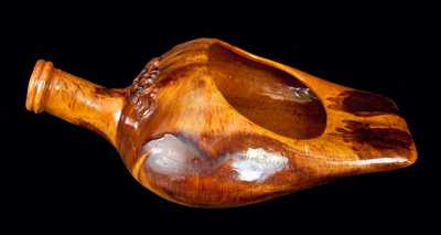 Extremely Rare Redware Bedpan Signed J. HEART (Jacob Heart, Chambersburg, PA)