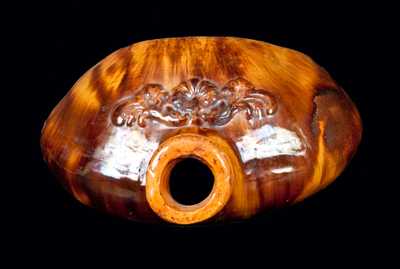 Extremely Rare Redware Bedpan Signed J. HEART (Jacob Heart, Chambersburg, PA)