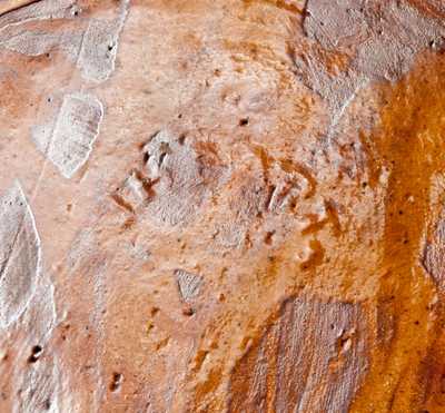 Extremely Rare Redware Bedpan Signed J. HEART (Jacob Heart, Chambersburg, PA)