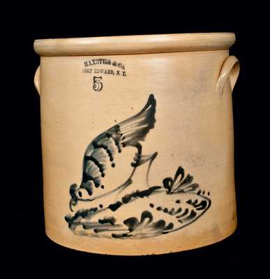 HAXSTUN & CO. / FORT EDWARD, NY Stoneware Crock with Chicken Pecking Corn
