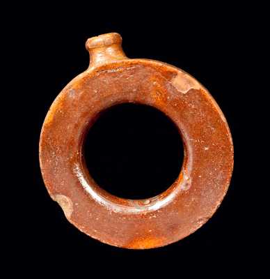 Rare S. D. KELLOGG (New London, Ohio) Redware Ring Flask