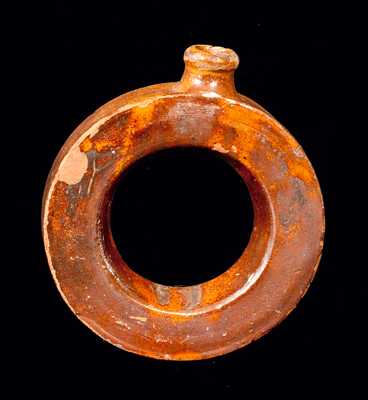 Rare S. D. KELLOGG (New London, Ohio) Redware Ring Flask