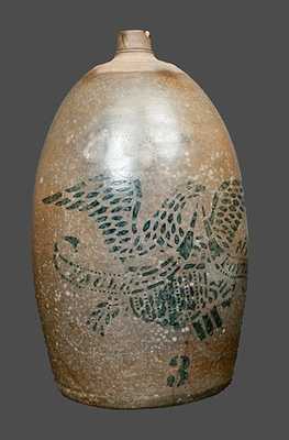 EAGLE POTTERY Stoneware Jug with Stenciled Federal Eagle Decoration, Greensboro, PA origin, c1875