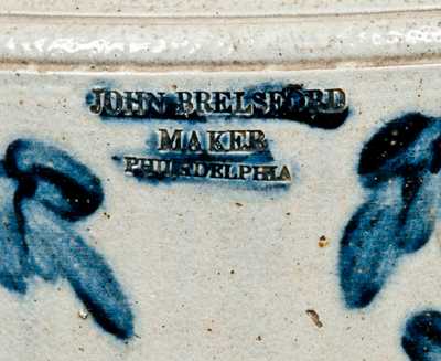 Very Rare JOHN BRELSFORD / MAKER Philadelphia Stoneware Water Cooler